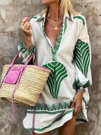 Flore | Tropische Look Eenvoudige Unieke Print Vakantie Mini Jurk