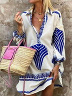 Flore | Tropische Look Eenvoudige Unieke Print Vakantie Mini Jurk
