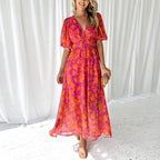 Claudia – Luchtige Zomerjurk Met Een Speels Patroon, Linnenmix