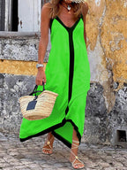 Nancy | Eilandstijl Lavechic Kleurblok Midi Jurk Look