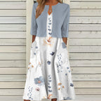 Linda - Elegante Bloemen Midi Jurk