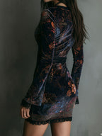 Marisol™ | Boho Bloemen Velours Mini Jurk