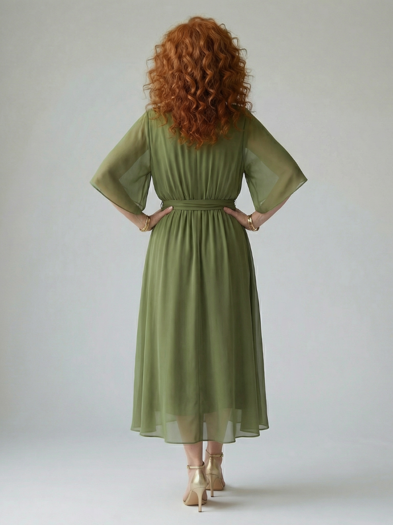 Elric | Licht Drape Midi Jurk