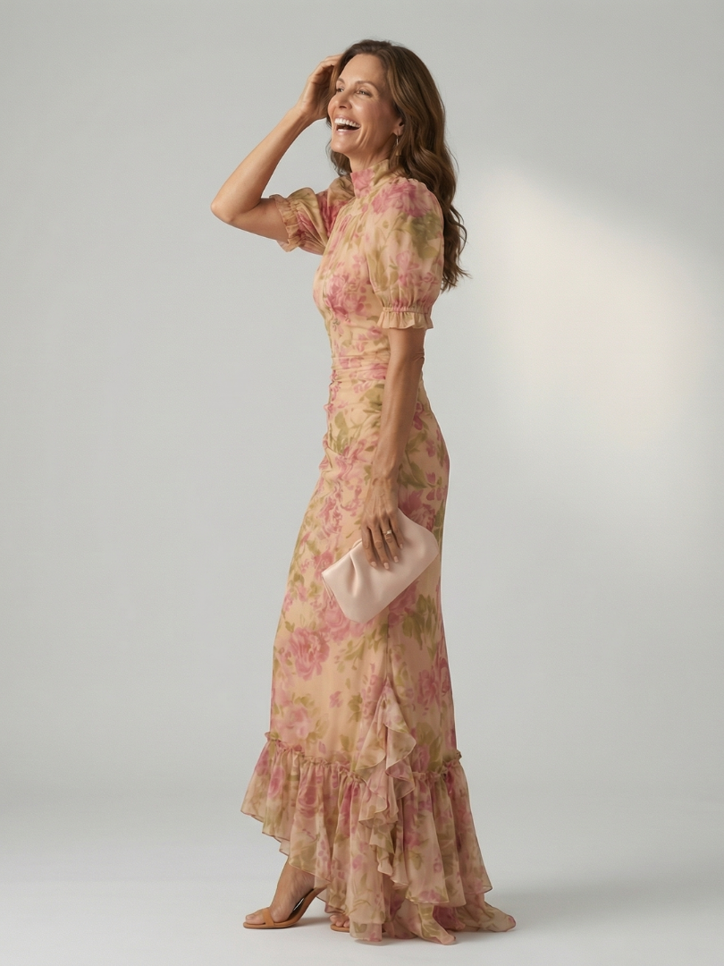 Vianne | Zachte Hoge Hals Maxi Jurk