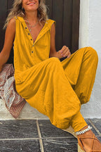 Luna - Effen Mouwloze Jumpsuit Met Capuchon En Relaxte Pasvorm
