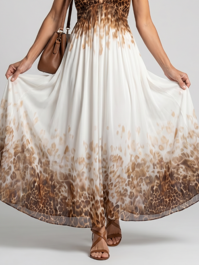 Orlune | Plissé Witte Midi Jurk