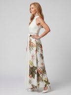 Weide | Gedrapeerde Halter Botanische Paneel Maxi Jurk