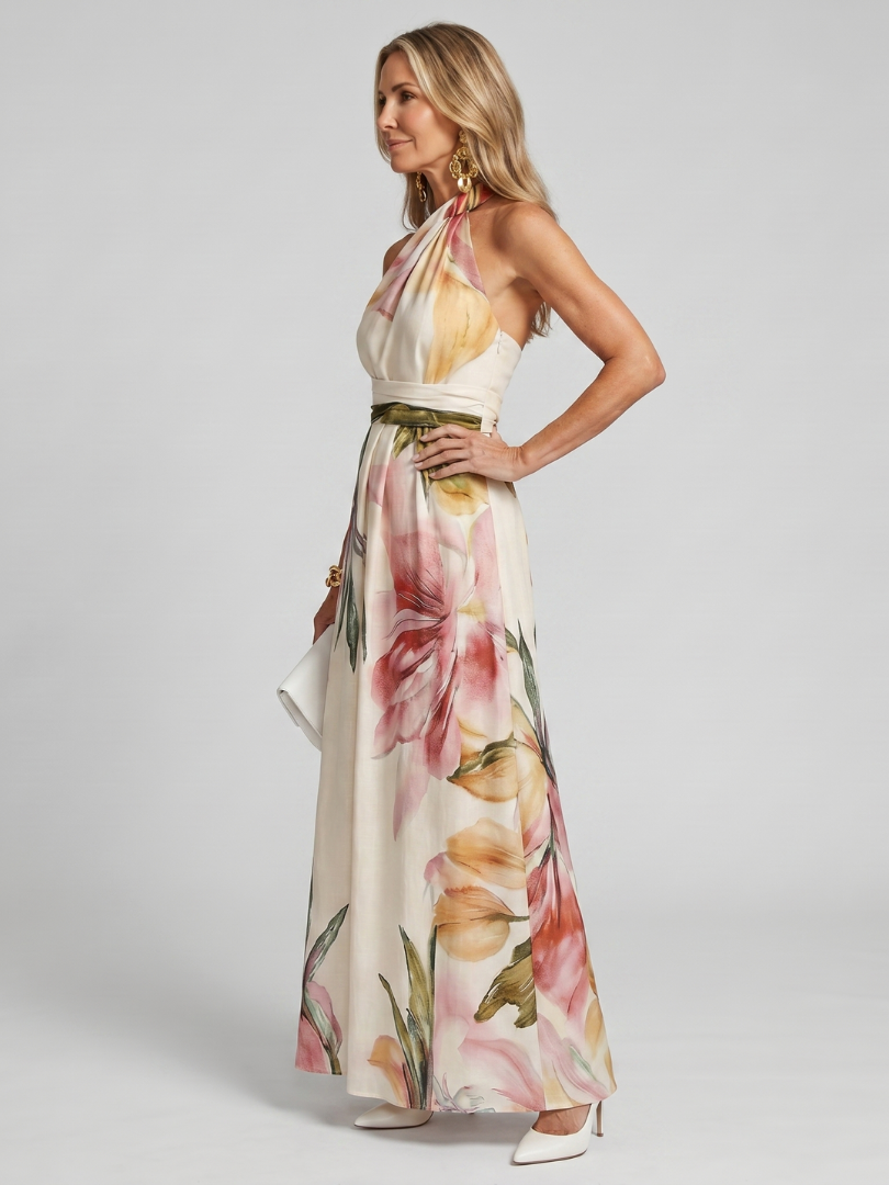 Hester | Zachte Halter Vloeiende Maxi Jurk