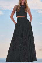 Larissa™ Geborduurde Top & Hoge Taille Maxi Rok Set
