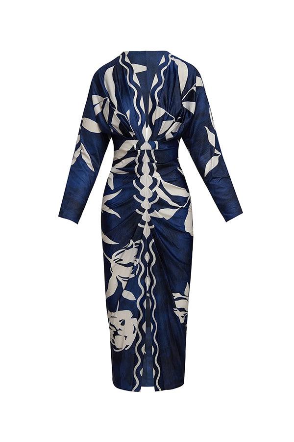 Eva | Sun Escape Unieke Print Dolman Midi Jurk