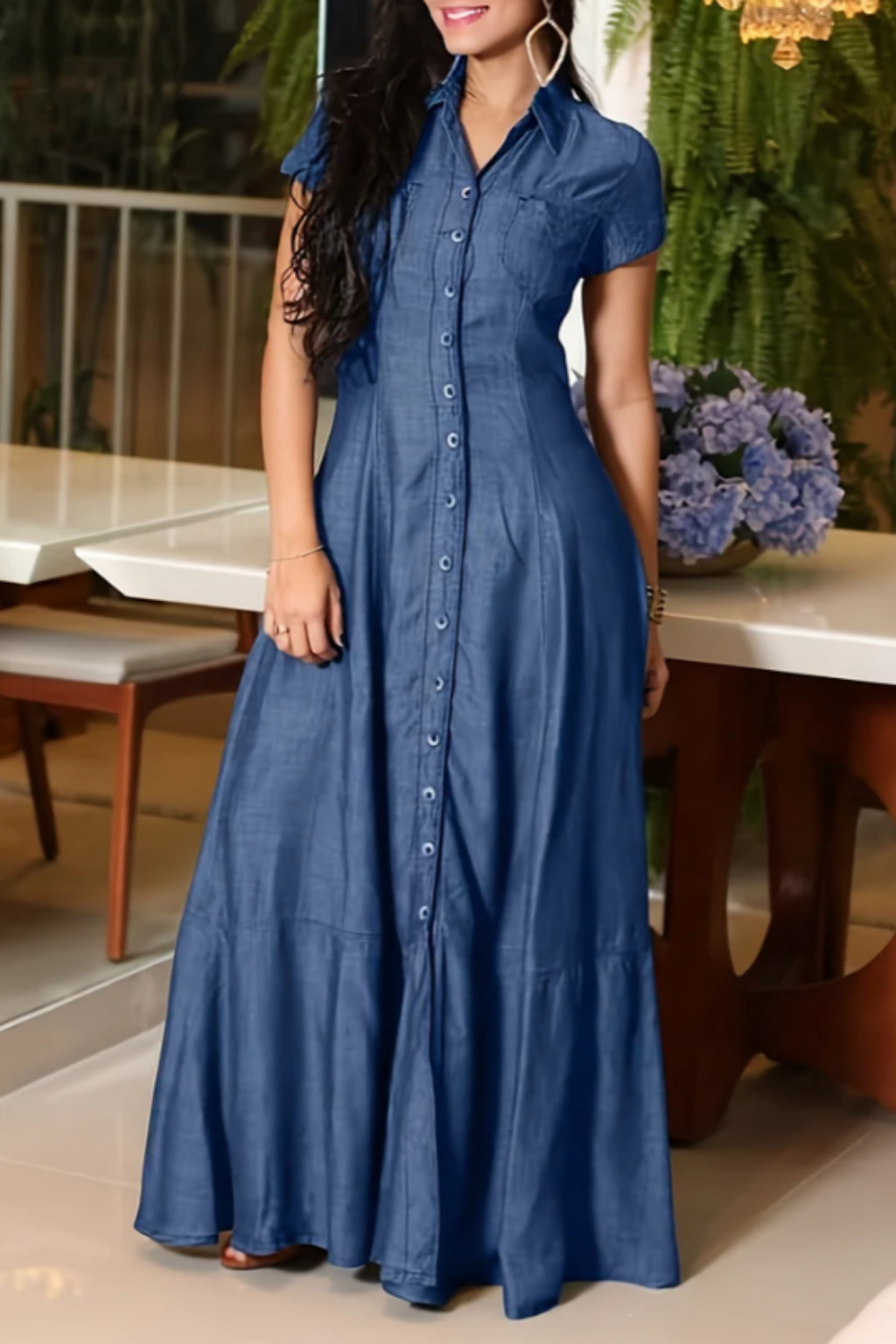 Eliza | Lange Denim Jurk