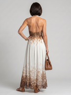 Orlune | Plissé Witte Midi Jurk