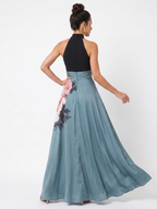Olympas | Halter Taille Bloemige Rok Maxi Jurk