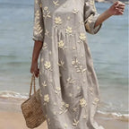 Simone | Geborduurde Mid-Sleeve Jurk