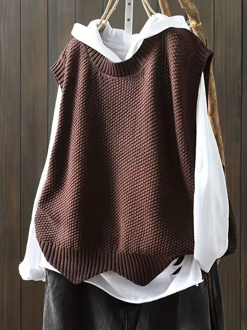 Dames Mouwloze Trui Col Rond Debardeur Chic