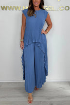 Sherry™ Geplooide Midi Top & Brede Pantalon Set