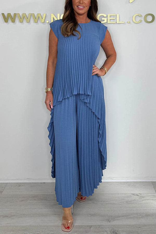 Sherry™ Geplooide Midi Top & Brede Pantalon Set