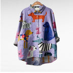 Fleur - Trendy Blouse Hondenprint Dames