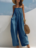 Madison | Denim Wijde-Pijpen Jumpsuit