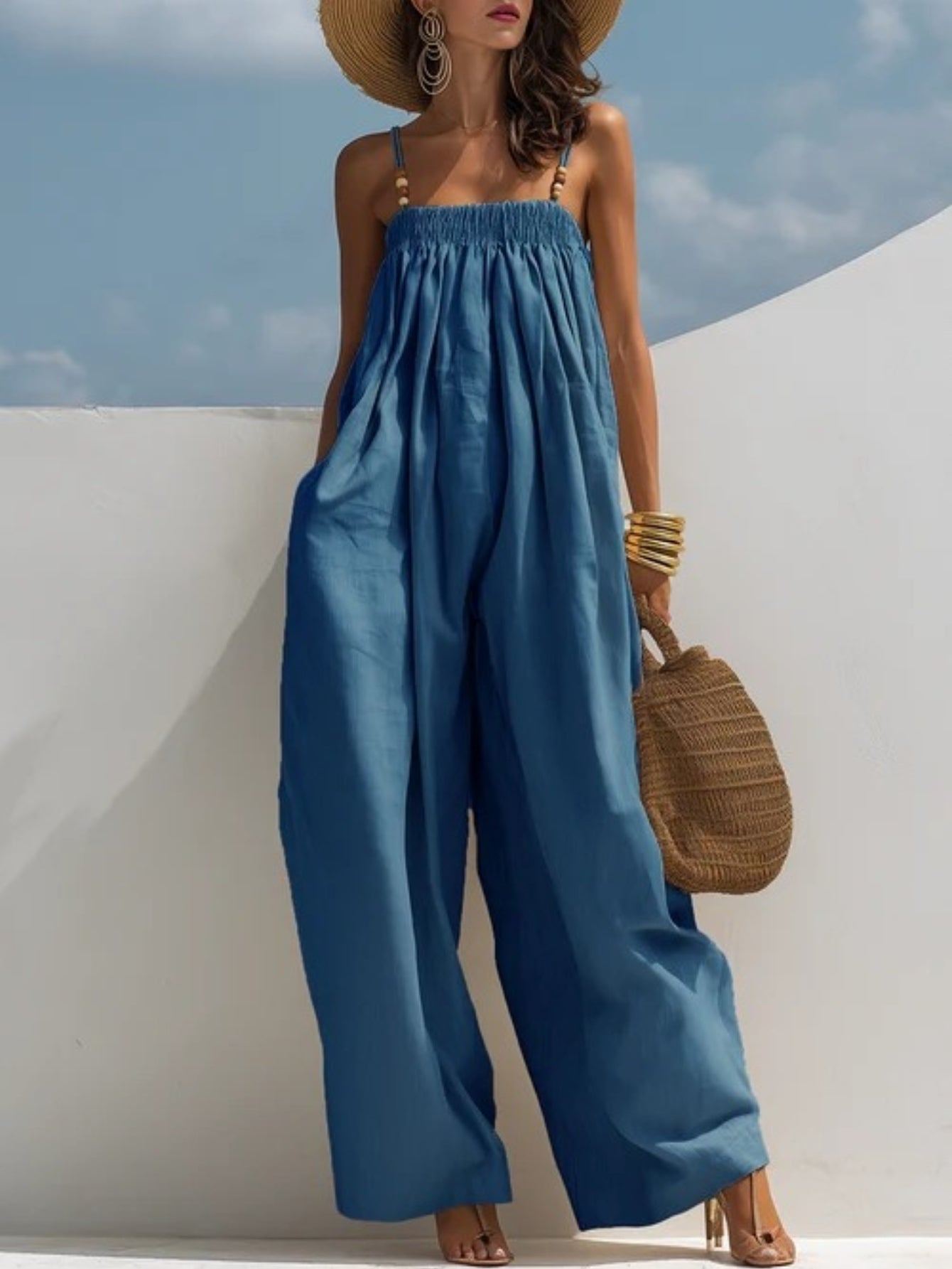 Madison | Denim Wijde-Pijpen Jumpsuit