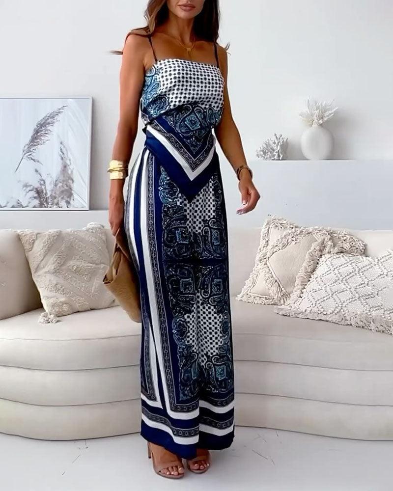 Helen | Vakantie Klaar Stijlvolle Vetersluiting Vest & Broek Twee-Delige Set Jurk