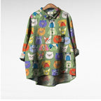 Fleur - Trendy Blouse Hondenprint Dames
