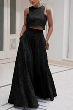Larissa™ Geborduurde Top & Hoge Taille Maxi Rok Set