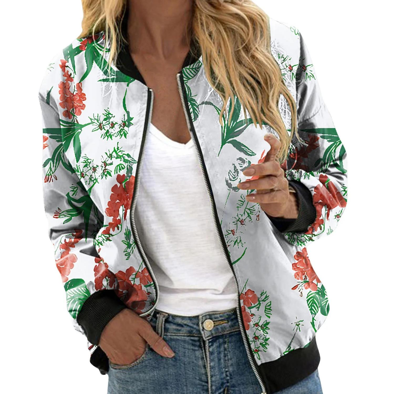 Lonia - Bomberjack dames bloemenprint