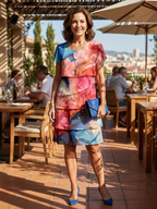 Mira | Elegante Marmeren Jurk tot de Knie