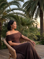 Juni | Off Shoulder Draped Midi Dress
