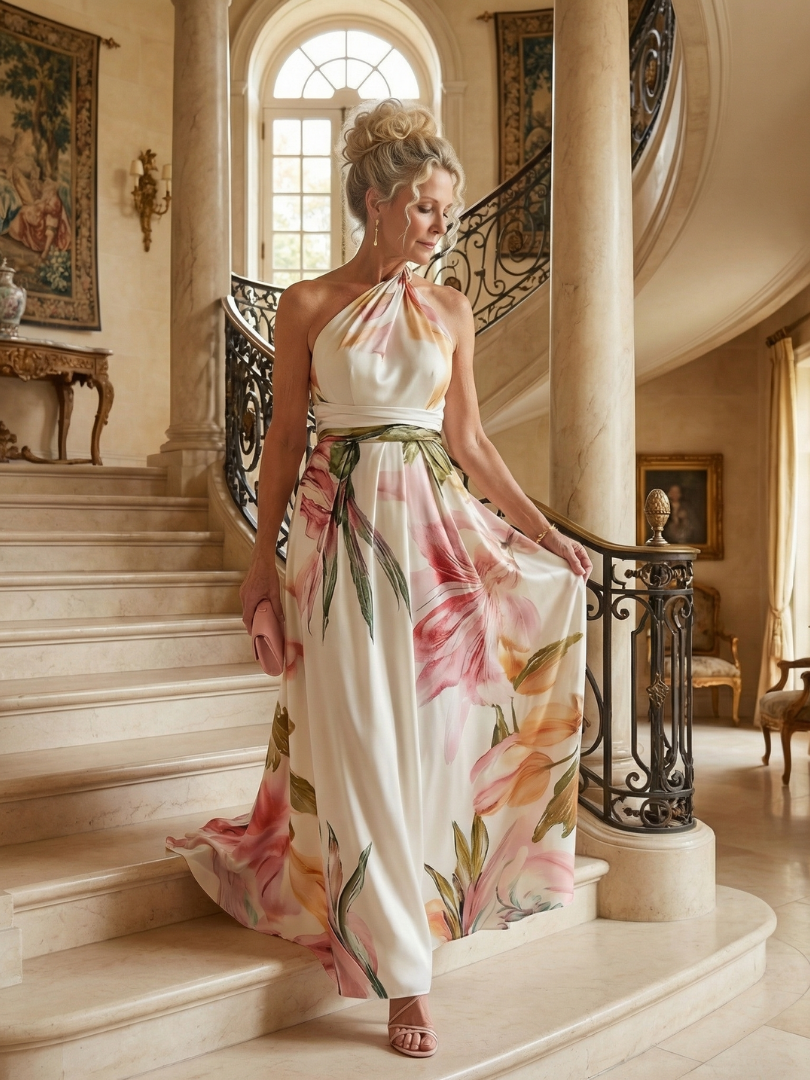 Amiel | Licht Floral Maxi Jurk
