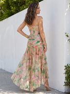 Marigold | Spaghetti Bandjes Transparante Overlay Midi Jurk