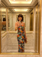 Larkin | Aansluitend Maxi-jurk met Multicolor Schaalpatroon