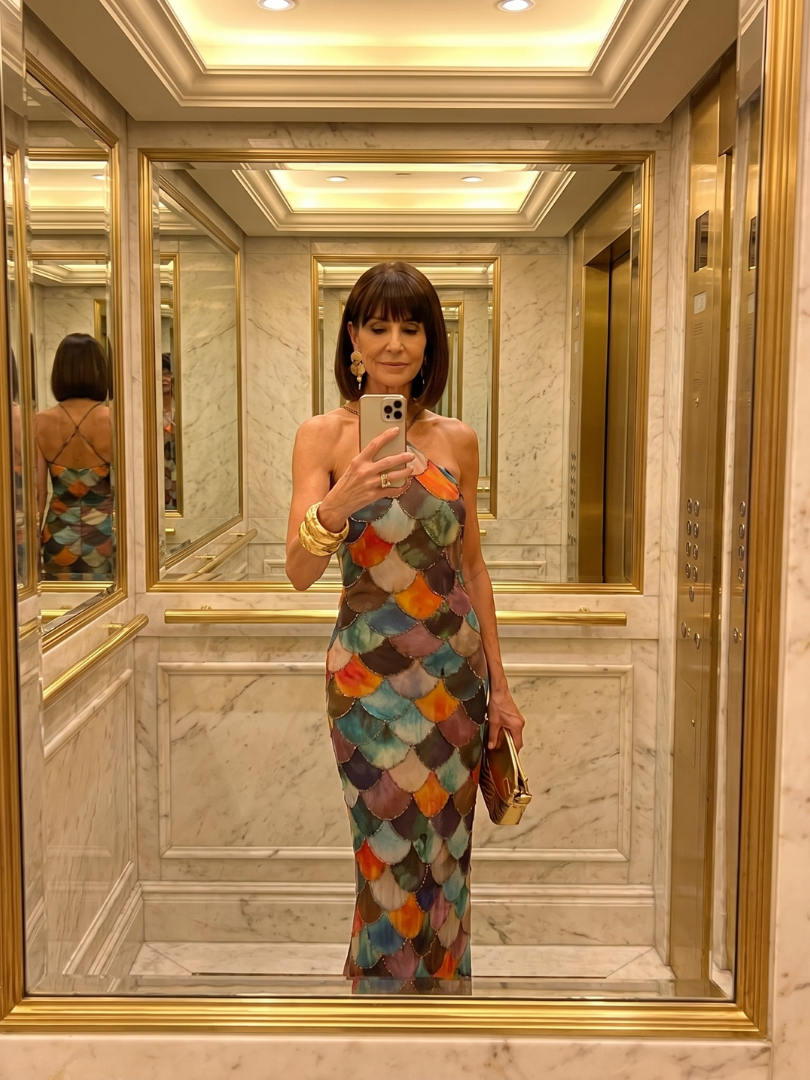 Larkin | Aansluitend Maxi-jurk met Multicolor Schaalpatroon