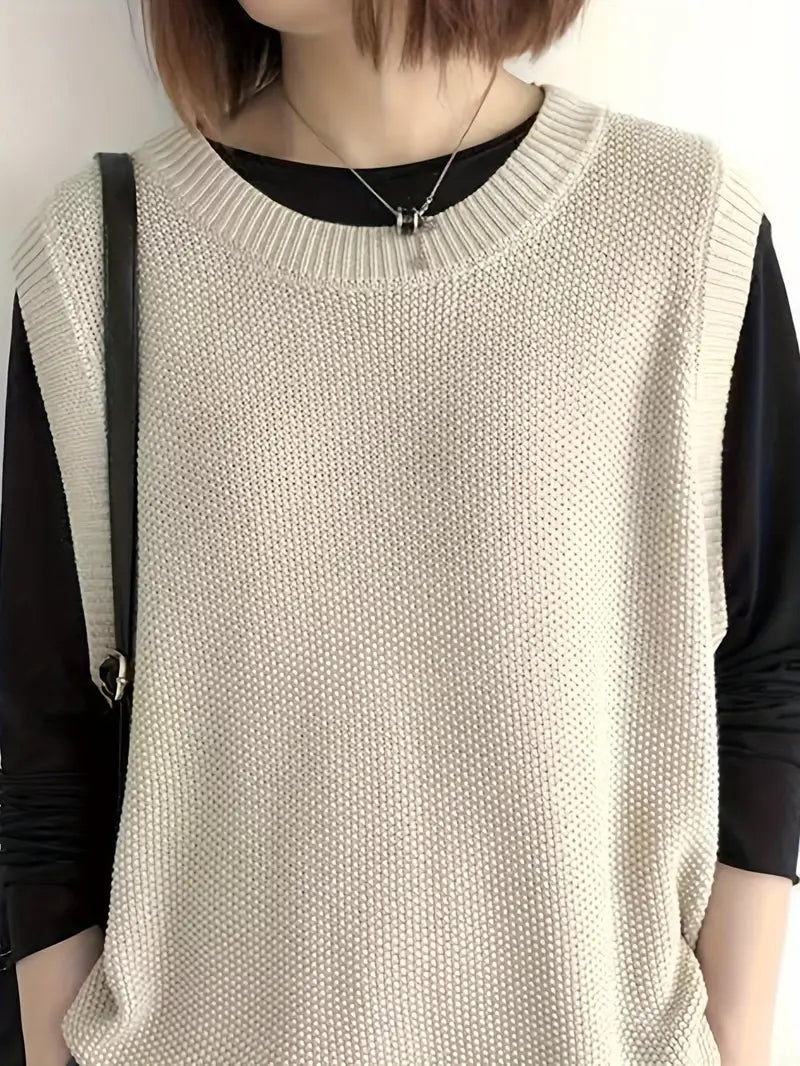 Dames Mouwloze Trui Col Rond Debardeur Chic