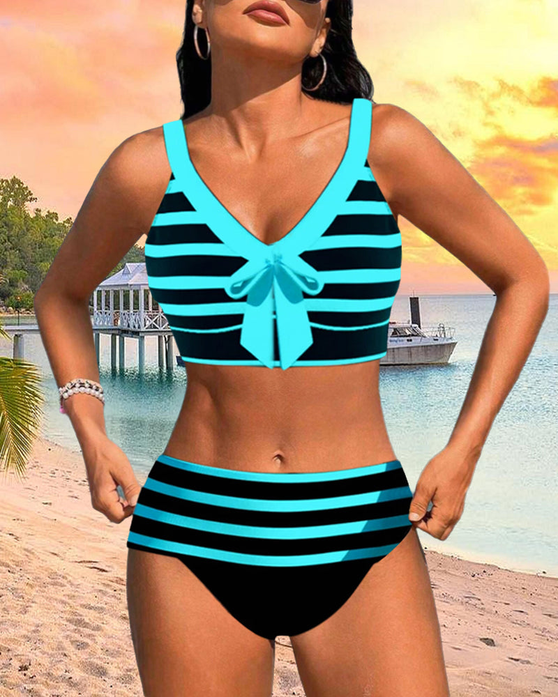 Emma | Gestreepte bikini met hoge taille