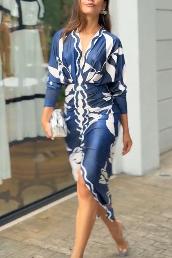Eva | Sun Escape Unieke Print Dolman Midi Jurk