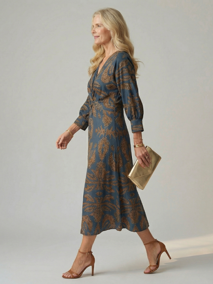Lune | Natuurlijke Wrap Midi Jurk