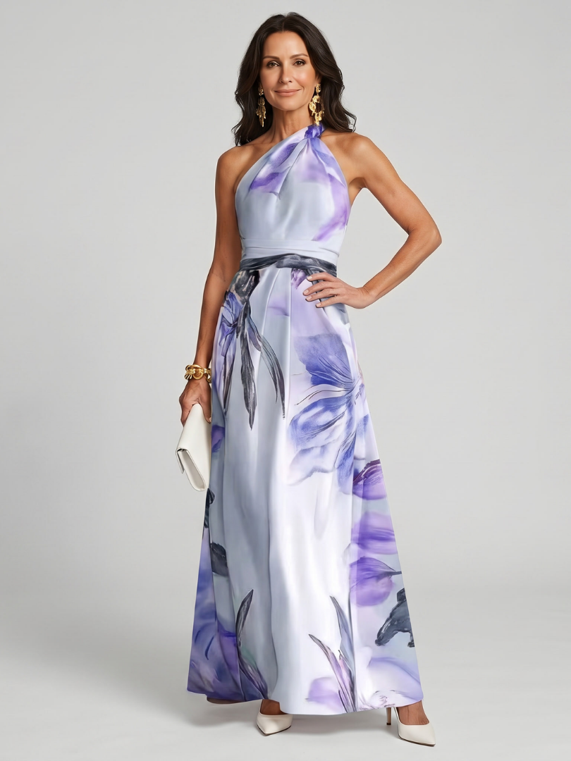 Hester | Zachte Halter Vloeiende Maxi Jurk