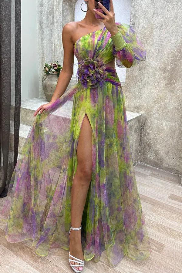 Grace | Zomer Ontsnapping Schoonheid Bloemen Plissé Maxi Jurk