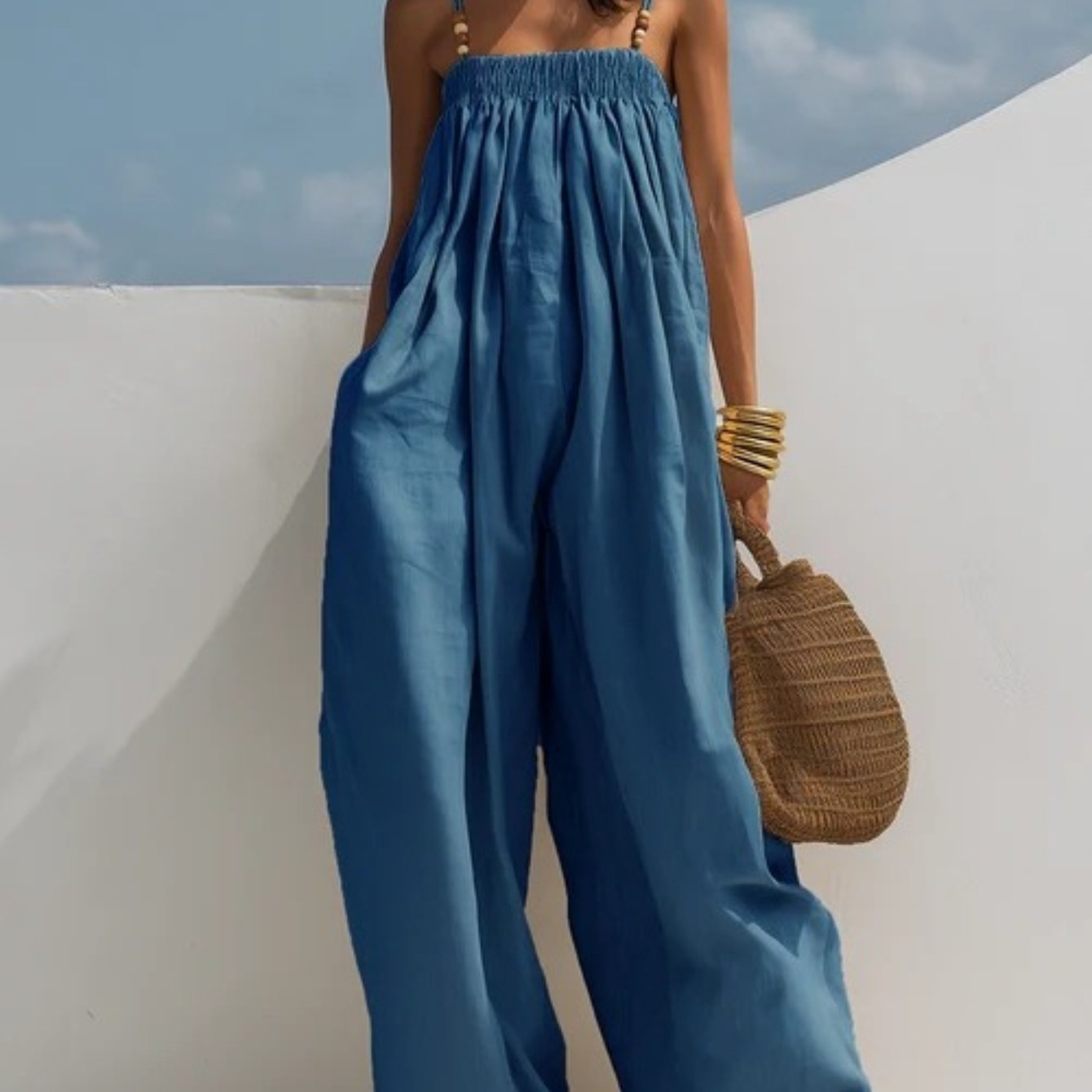 Madison | Denim Wijde-Pijpen Jumpsuit
