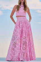 Larissa™ Geborduurde Top & Hoge Taille Maxi Rok Set