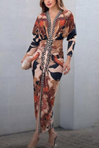 Eva | Sun Escape Unieke Print Dolman Midi Jurk