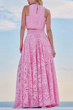 Larissa™ Geborduurde Top & Hoge Taille Maxi Rok Set