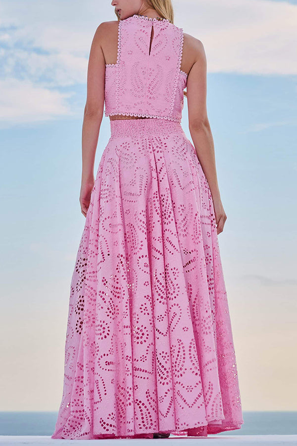 Larissa™ Geborduurde Top & Hoge Taille Maxi Rok Set