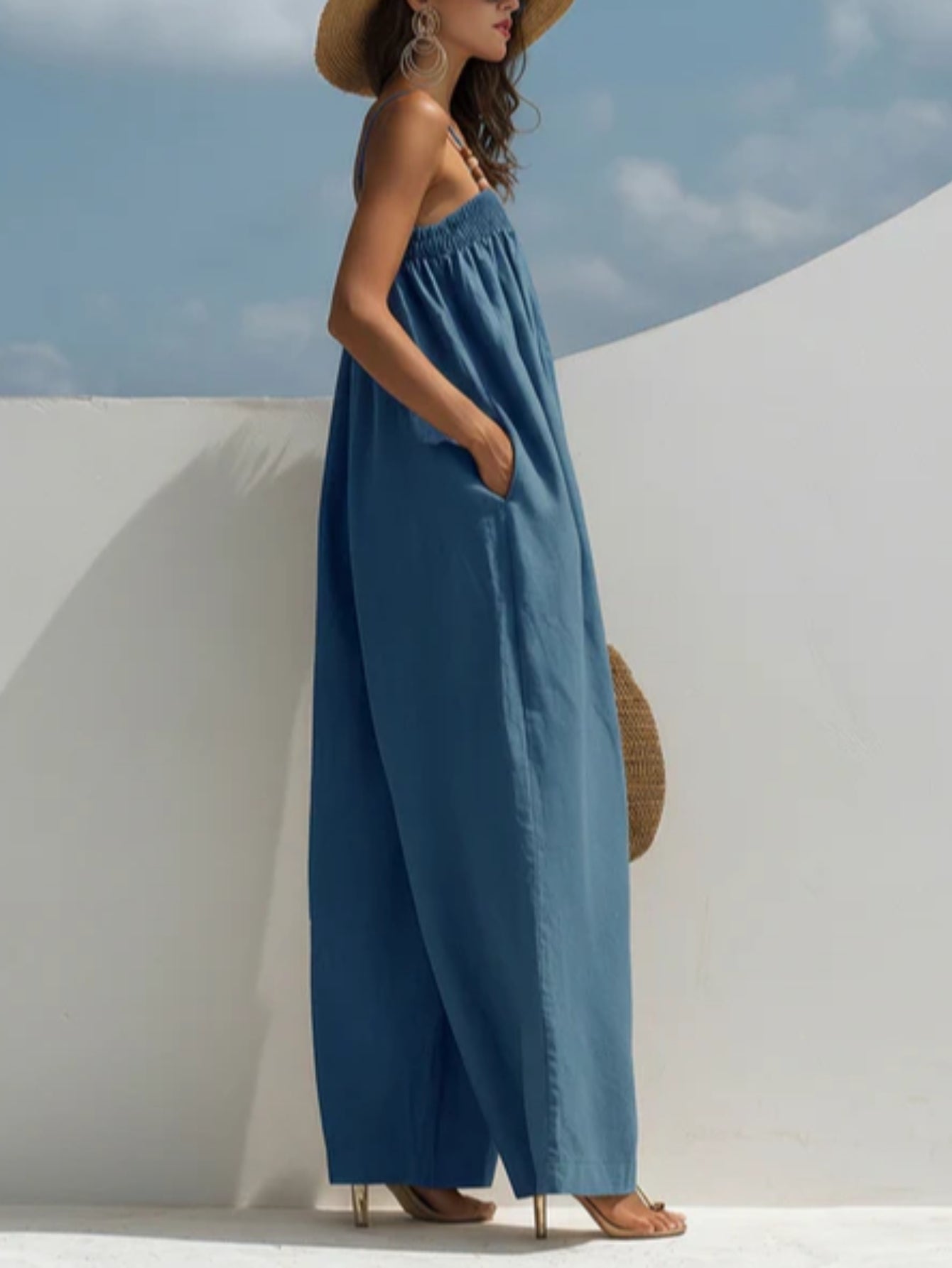 Madison | Denim Wijde-Pijpen Jumpsuit
