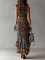 Indie™ | Etnische Print One-Shoulder Maxi Jurk