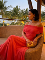 Juni | Off Shoulder Draped Midi Dress