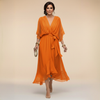 Bella - Vloeiende V-hals Silhouet Jurk