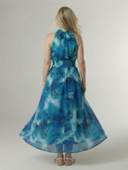 Sylin | Geplooide Halter Midi Jurk